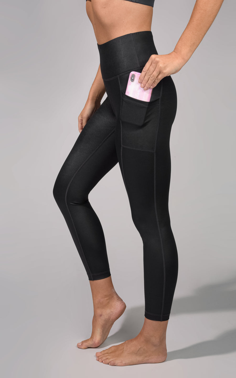 Power Flex Elastic Free High Waist 7/8 Ankle Legging With Side Pocket