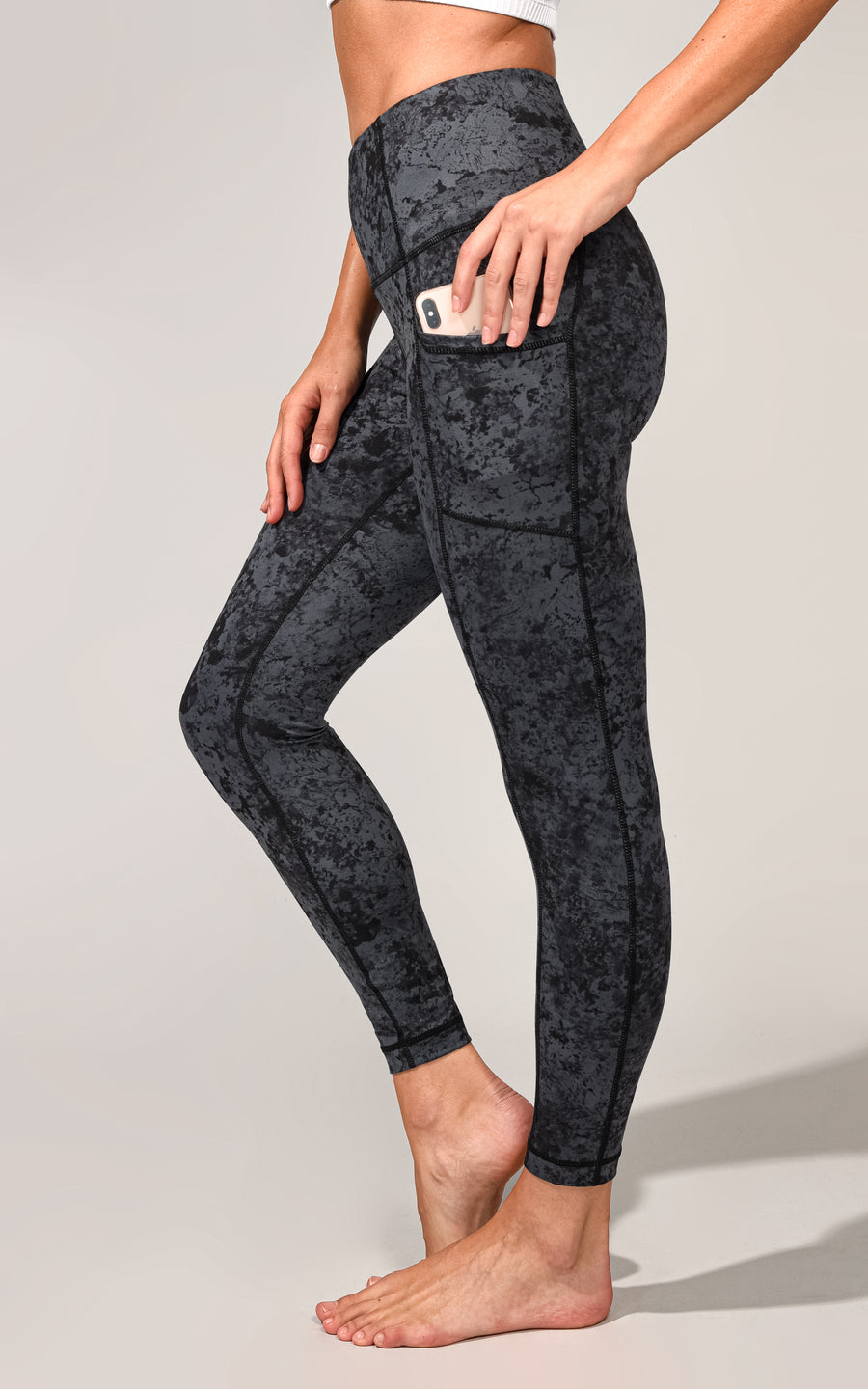 Lux Quartz Print High Rise Side Pocket 7/8 Ankle Legging