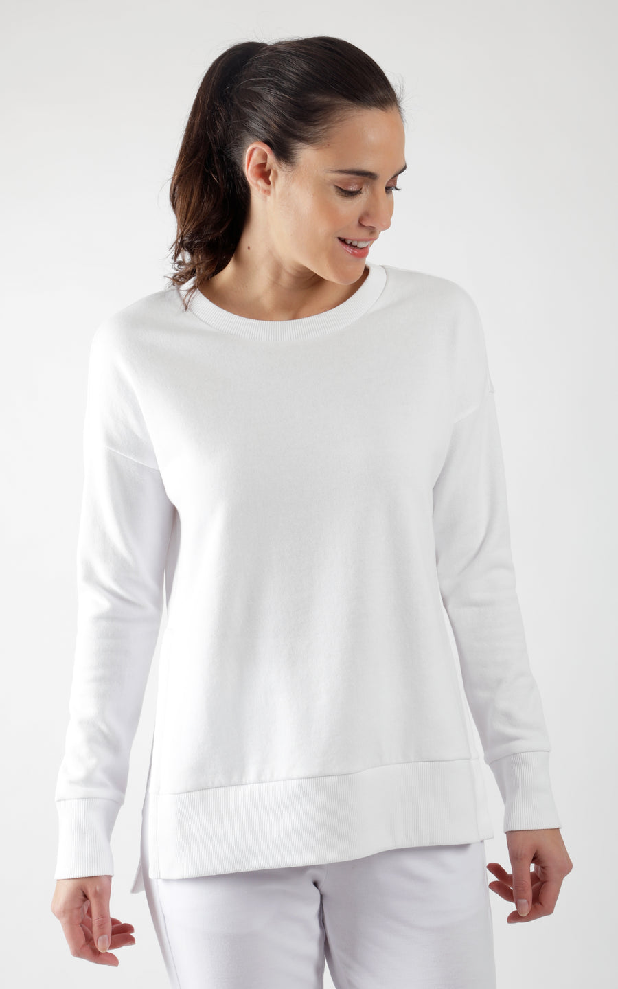 White Long Sleeve High Low Top Prepack