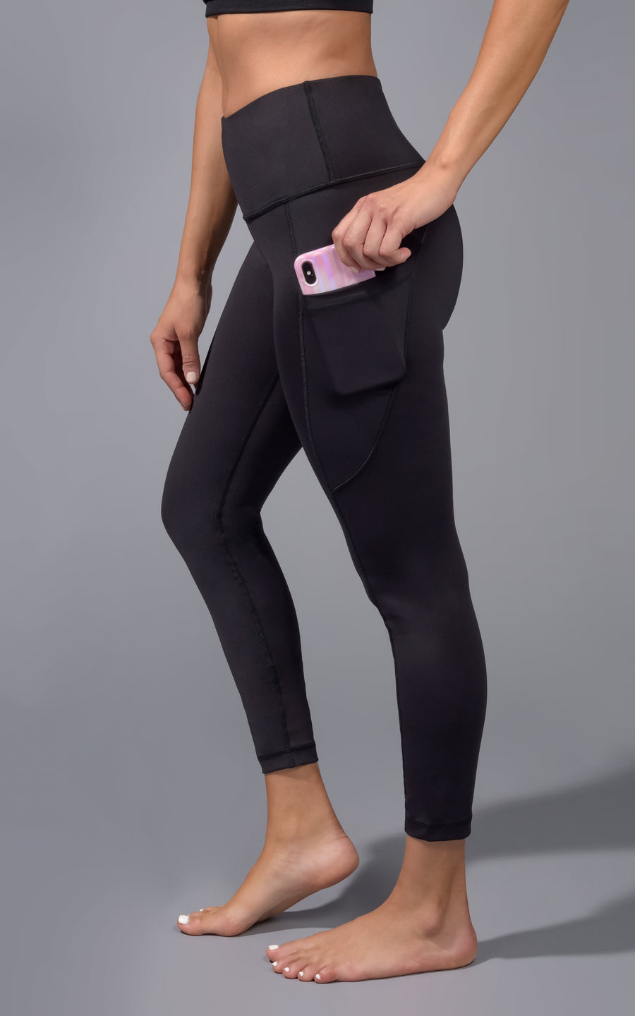 Cotton High Waist Side Pocket Ankle Legging