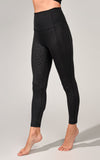 Embossed Animal Print Elastic Free Waistband  Super High Waist 7/8 Ankle Legging With Side Panel