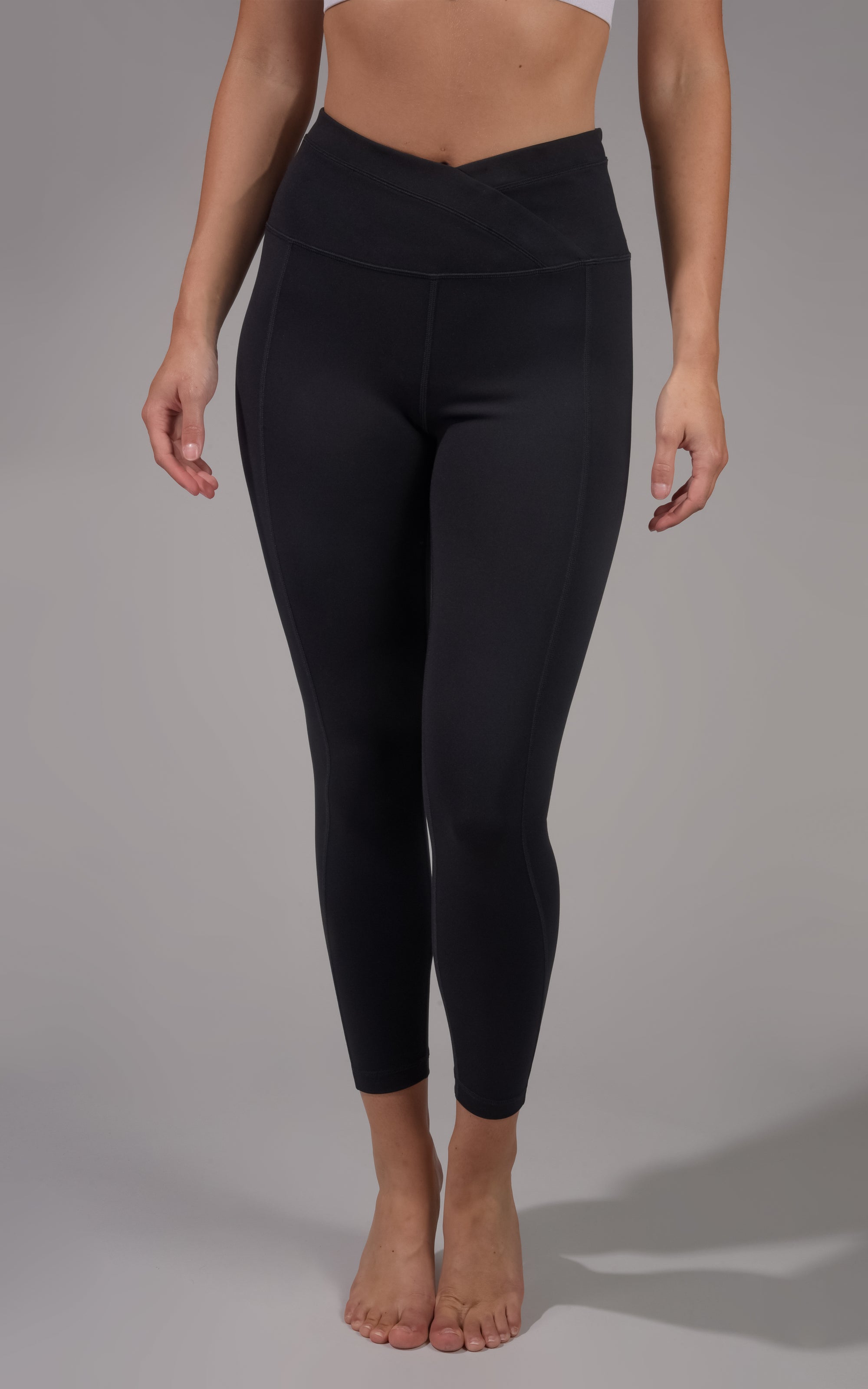 Bare Womens Low Impact Cross-Front High-Waist Leggings Style