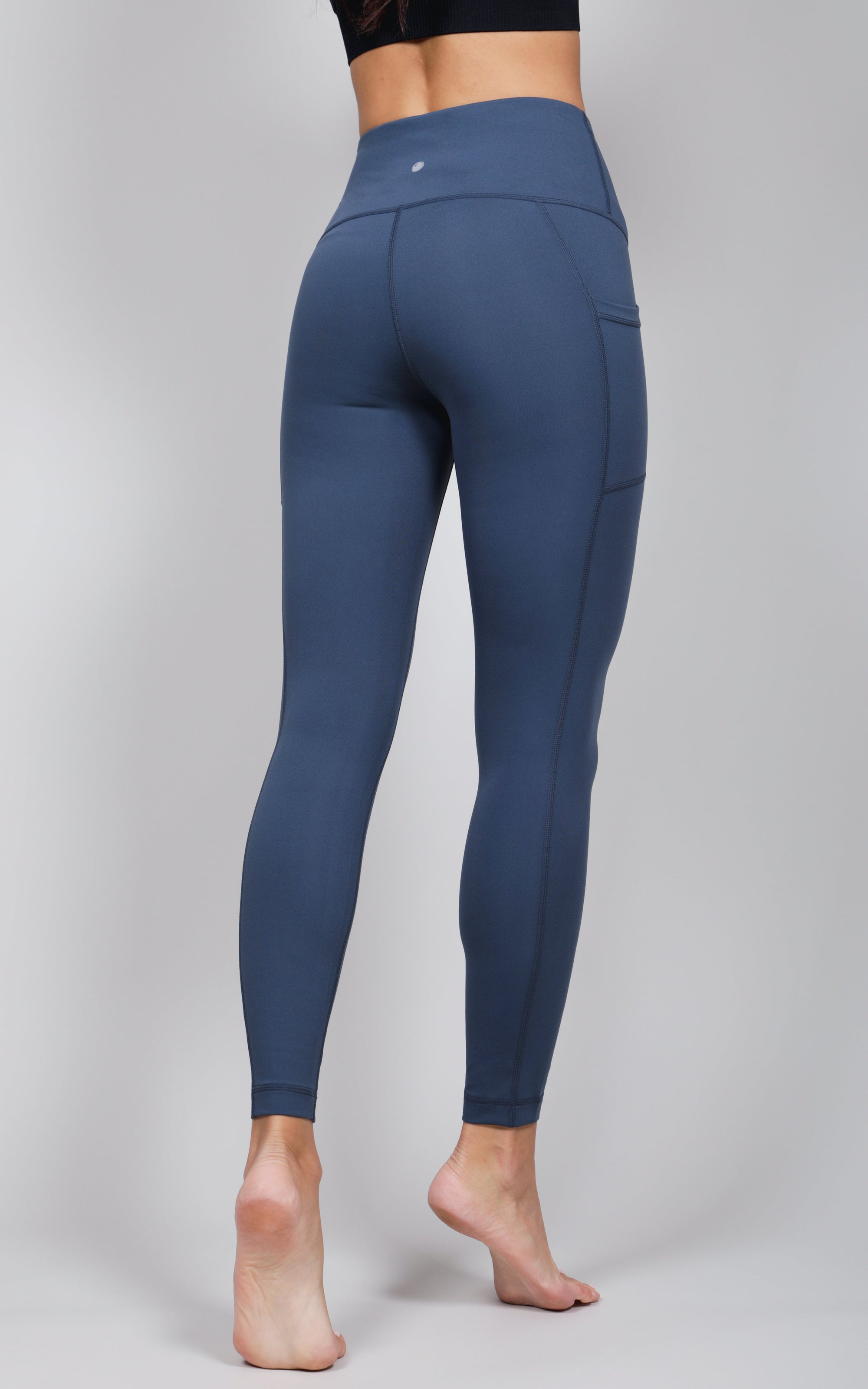 Yogalicious - Women's High Waist Side Pocket 7/8 Ankle Legging - Blue  Fusion - X Large
