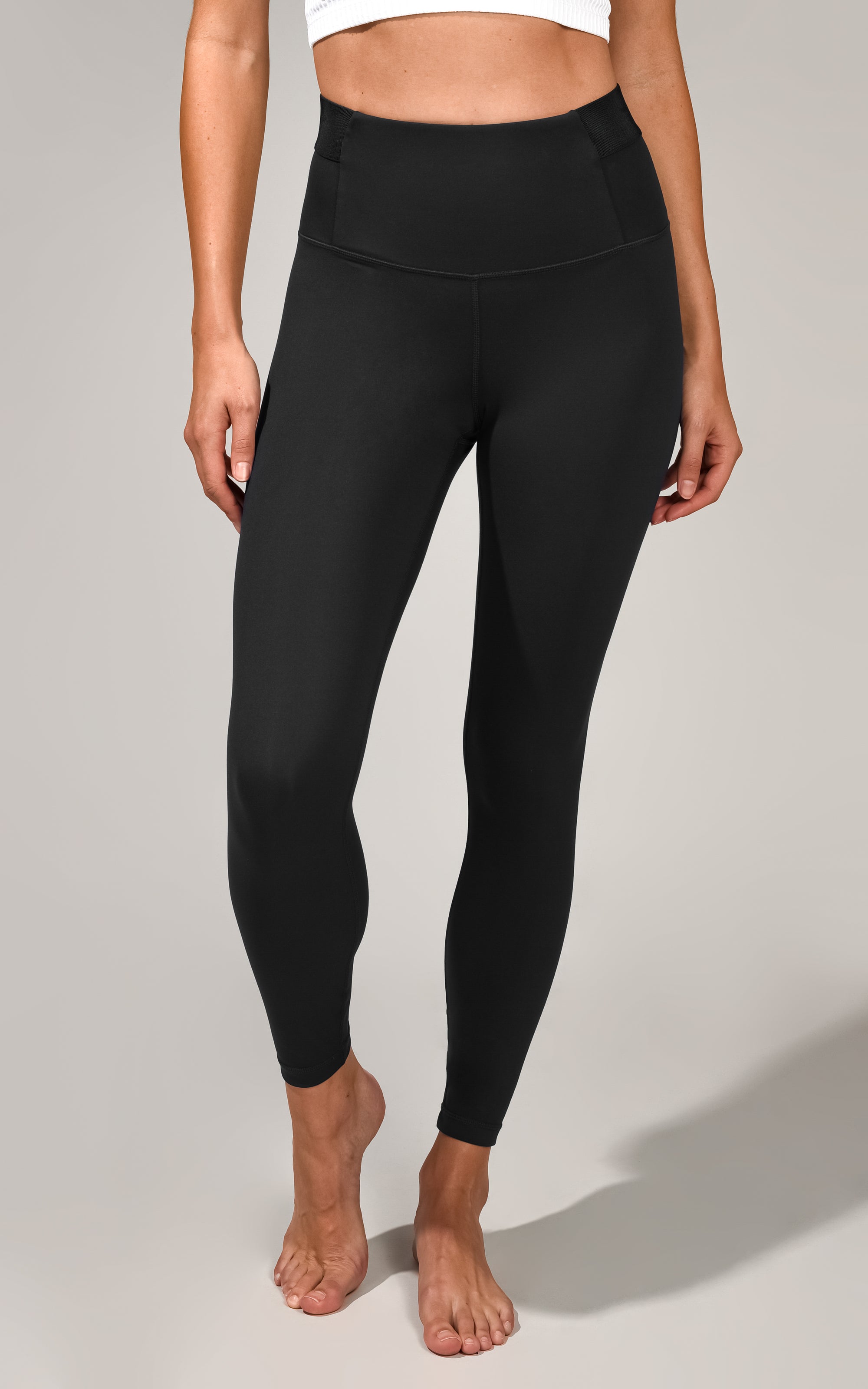 YOGALICIOUS Black Lux Crossover High Rise Twist Front Waistband Ankle  Leggings