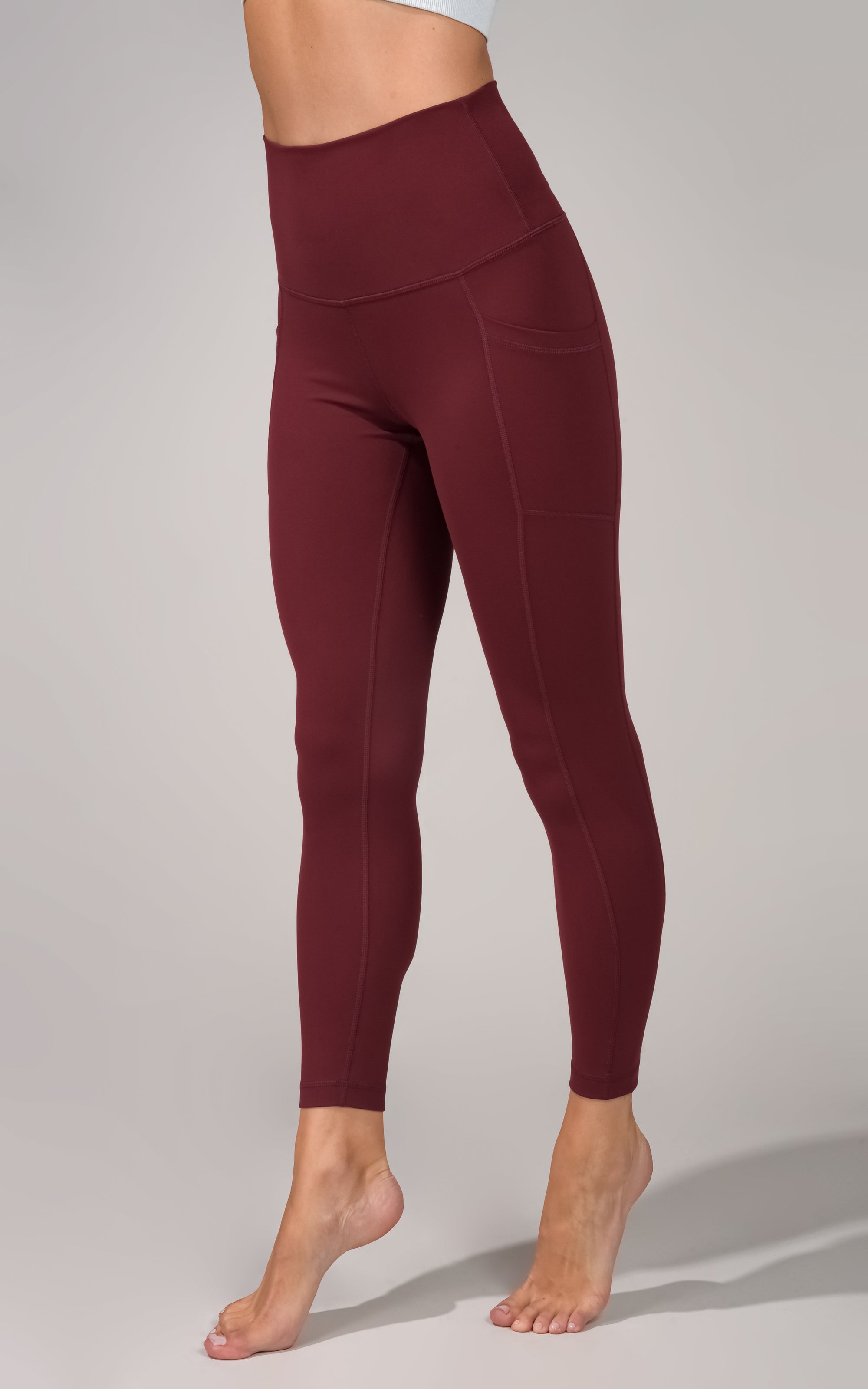 Yogalicious - Women's High Waist Side Pocket 7/8 Ankle Legging - Earth Red  - Medium : Target