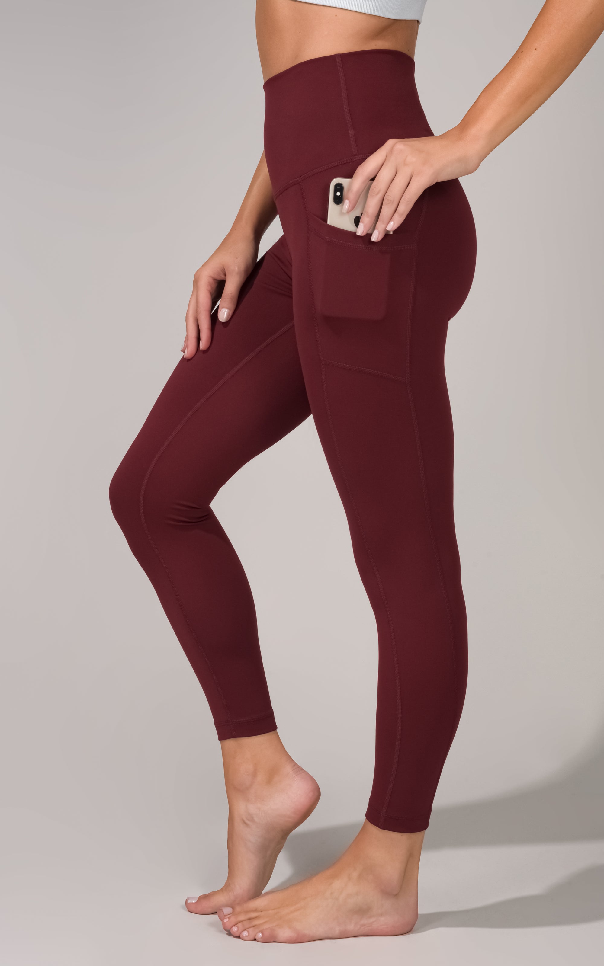 YOGALICIOUS Women's High Rise Lux Ankle Leggings Spiced Red Syrah $78 NWT M