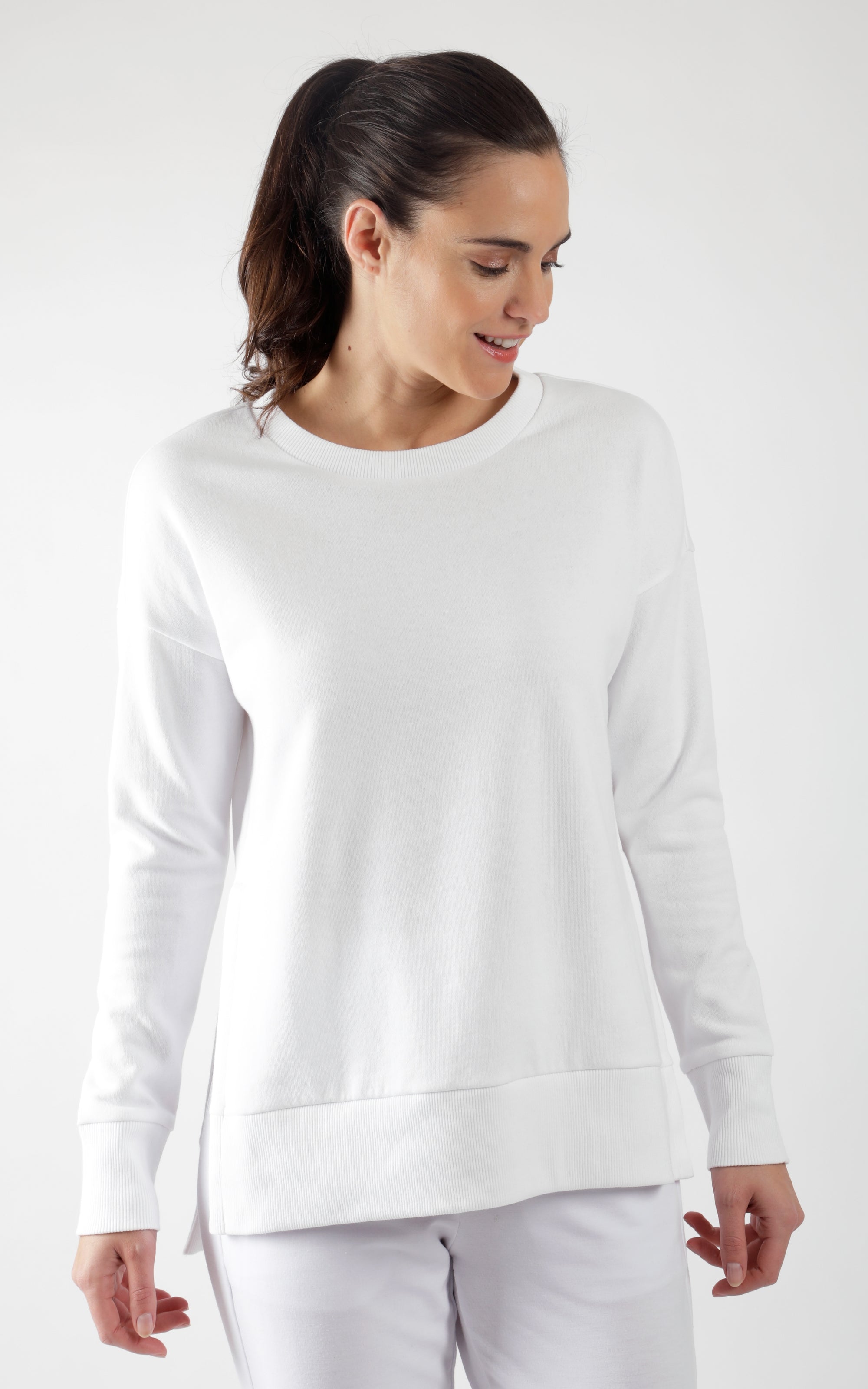 White Long Sleeve High Low Top Prepack
