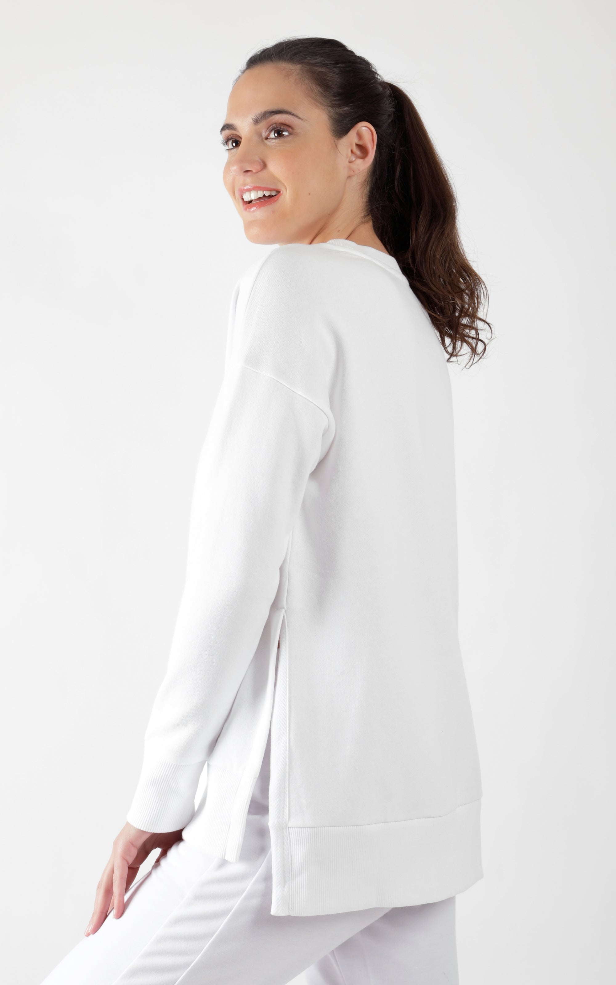 White Long Sleeve High Low Top Prepack
