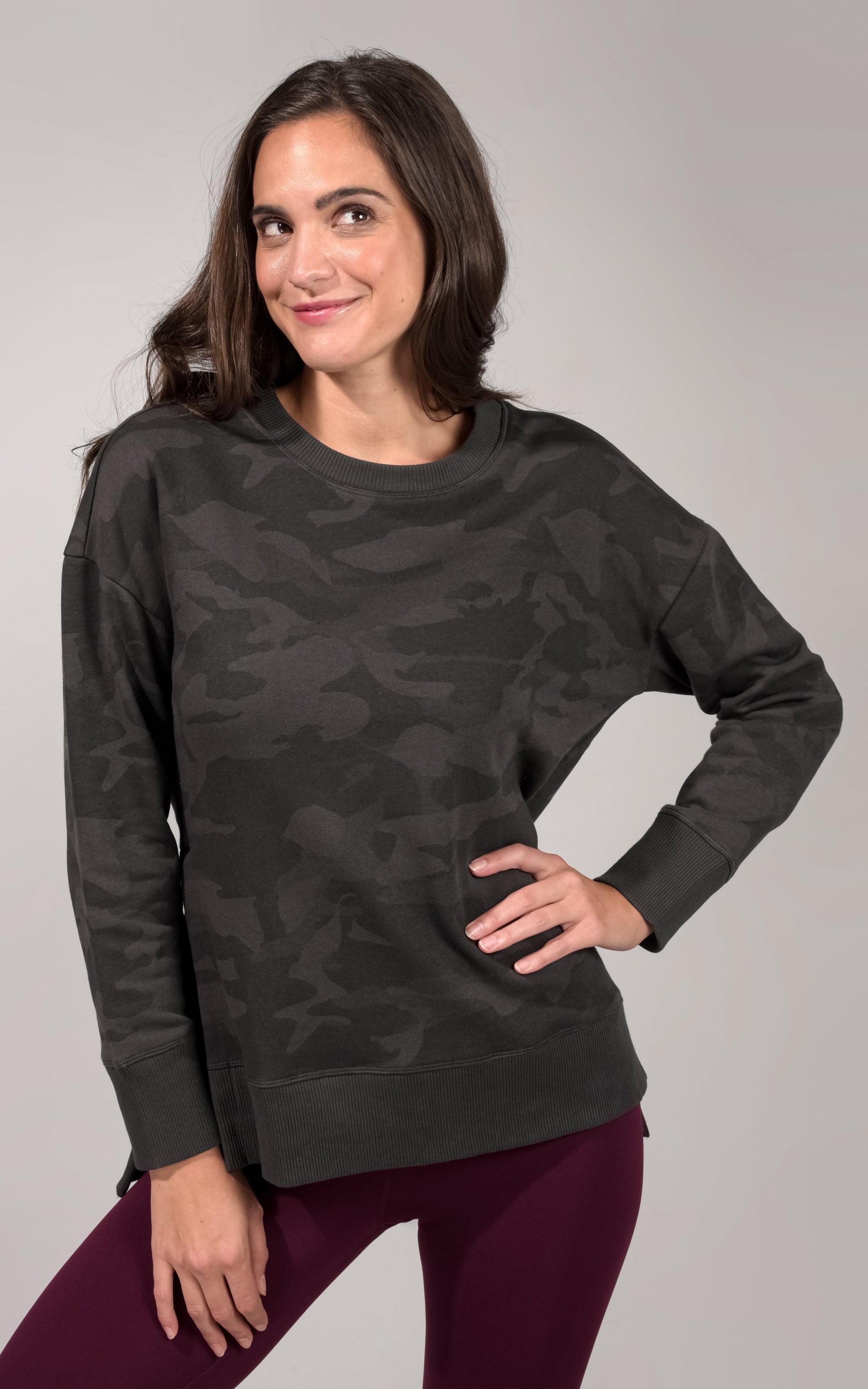 Hi Lo Crewneck with Side Slits