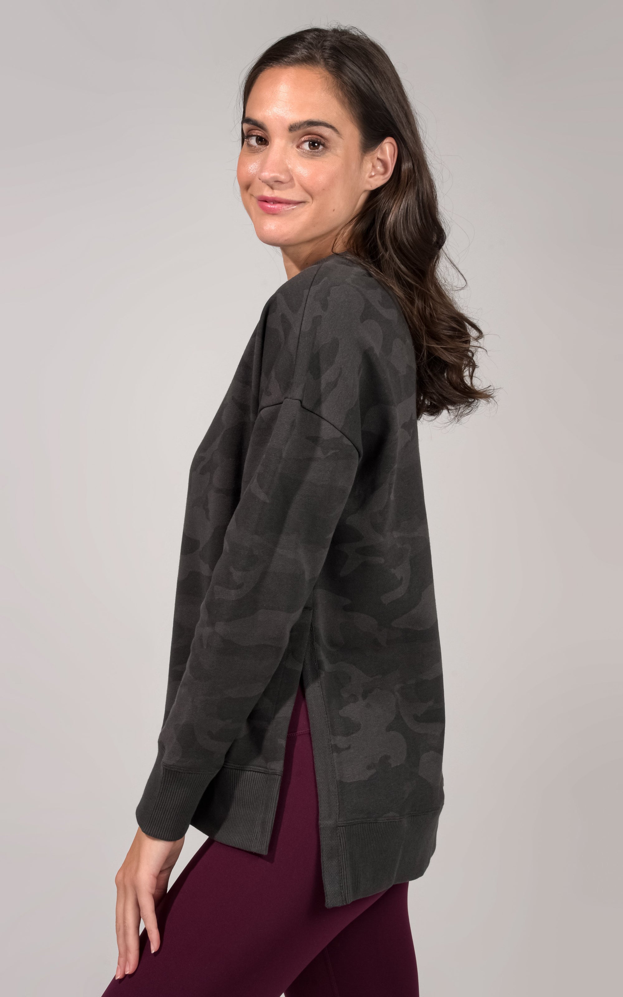 Hi Lo Crewneck with Side Slits