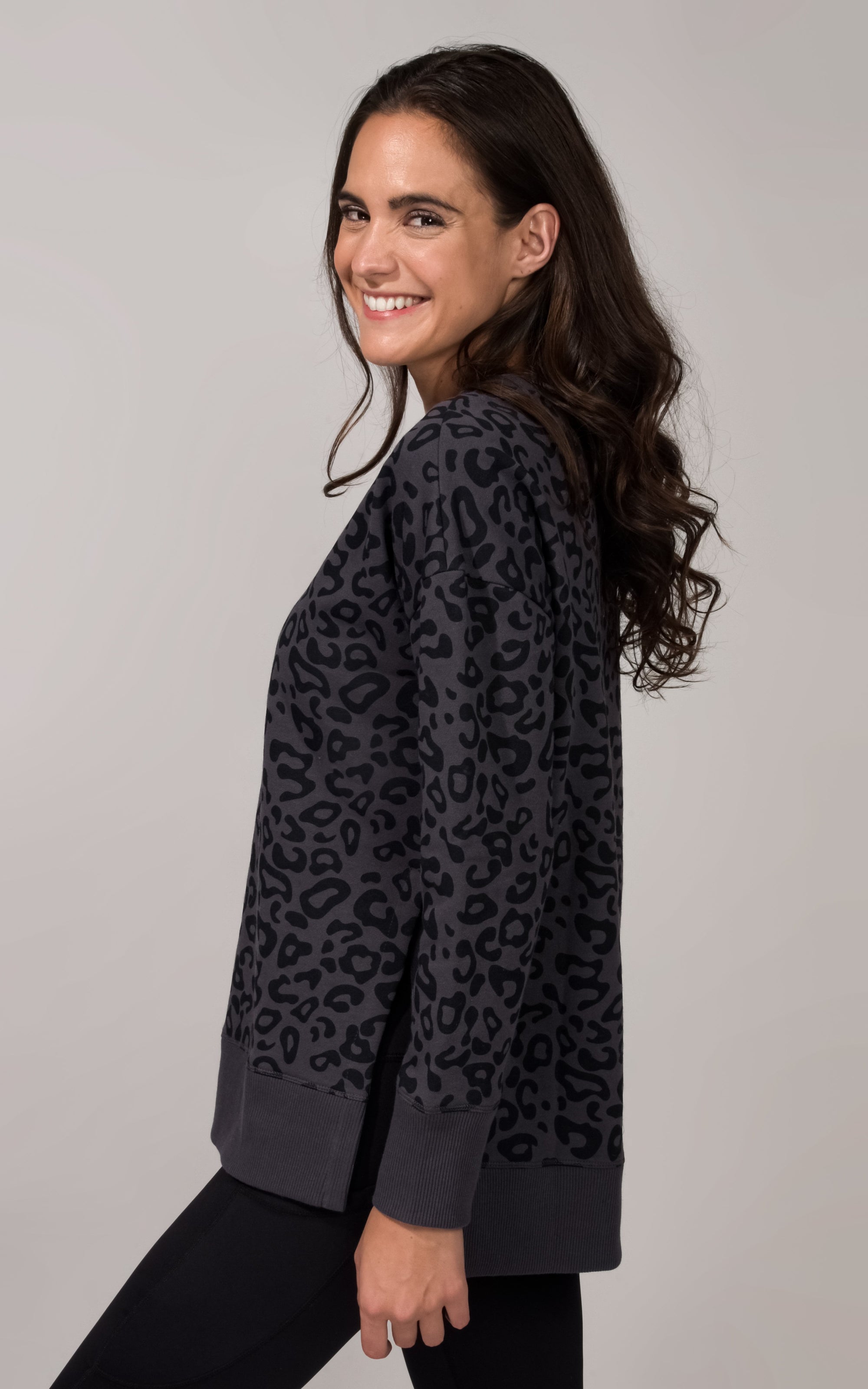 Hi Lo Crewneck with Side Slits