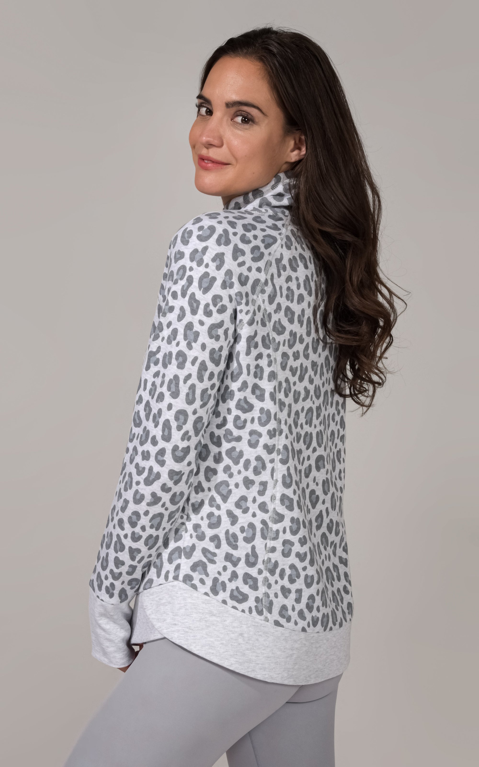 Criss Cross Leopard Cowlneck  Top
