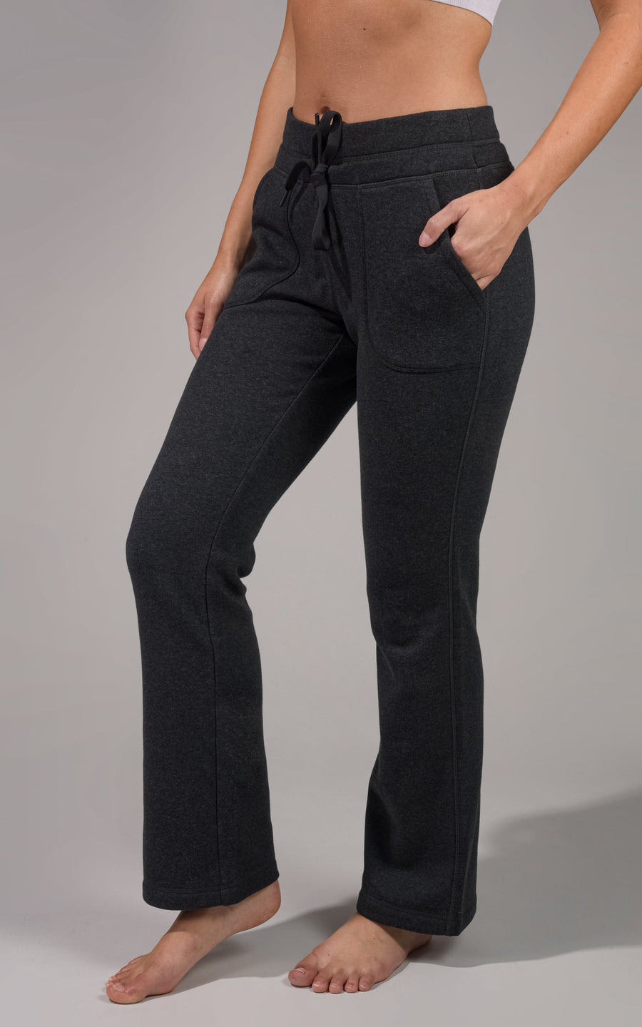 Men's Cotton Gym Pants 7/8 Slim fit 900 - Black