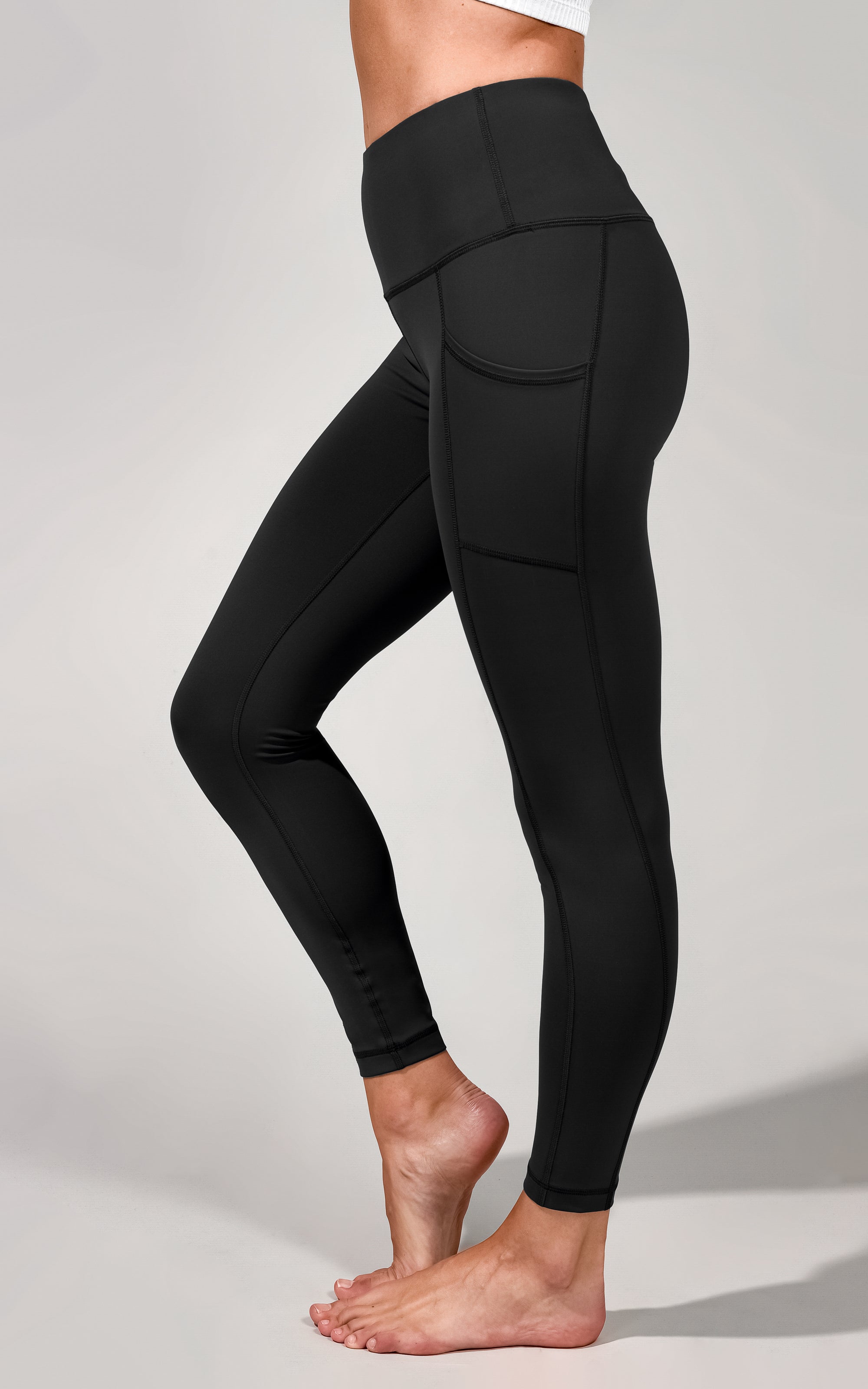 Athletic Pants Capri Leggings Side Pocket Women Small Black Stripe Tek Gear