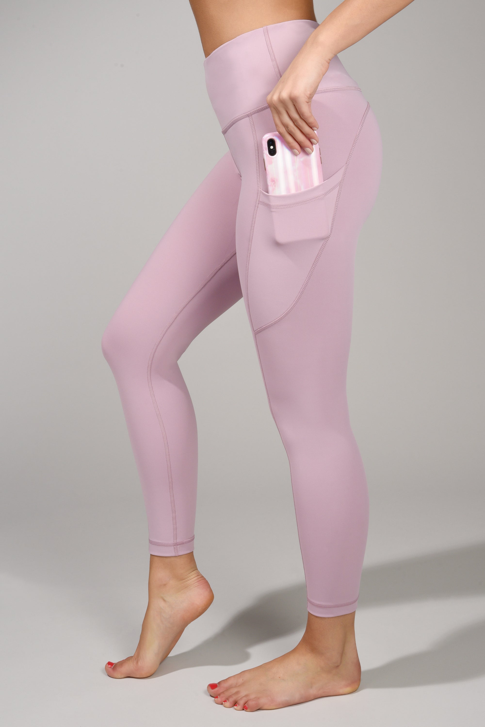 "Squat Proof" Interlink High Waist 7/8 Ankle Legging With Back Yoke and Side Pockets