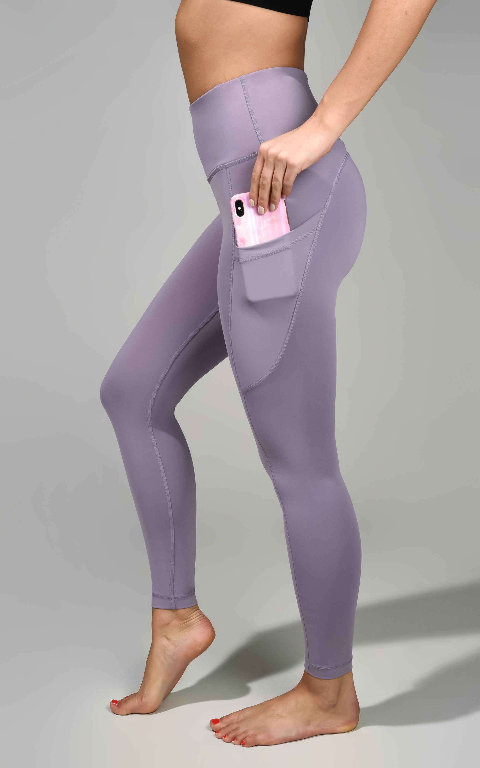 "Squat Proof" Interlink High Waist 7/8 Ankle Legging With Back Yoke and Side Pockets