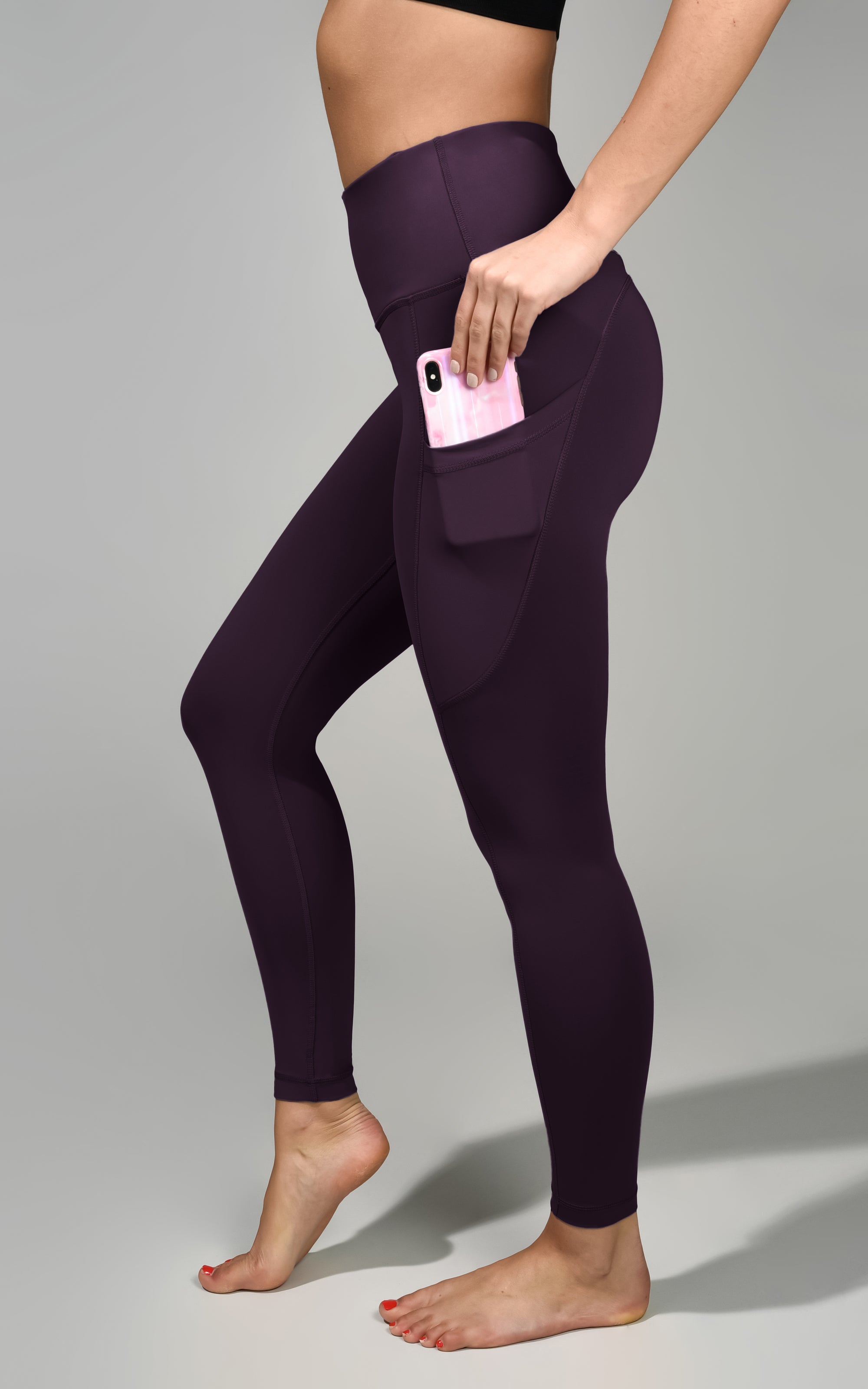 "Squat Proof" Interlink High Waist 7/8 Ankle Legging With Back Yoke and Side Pockets