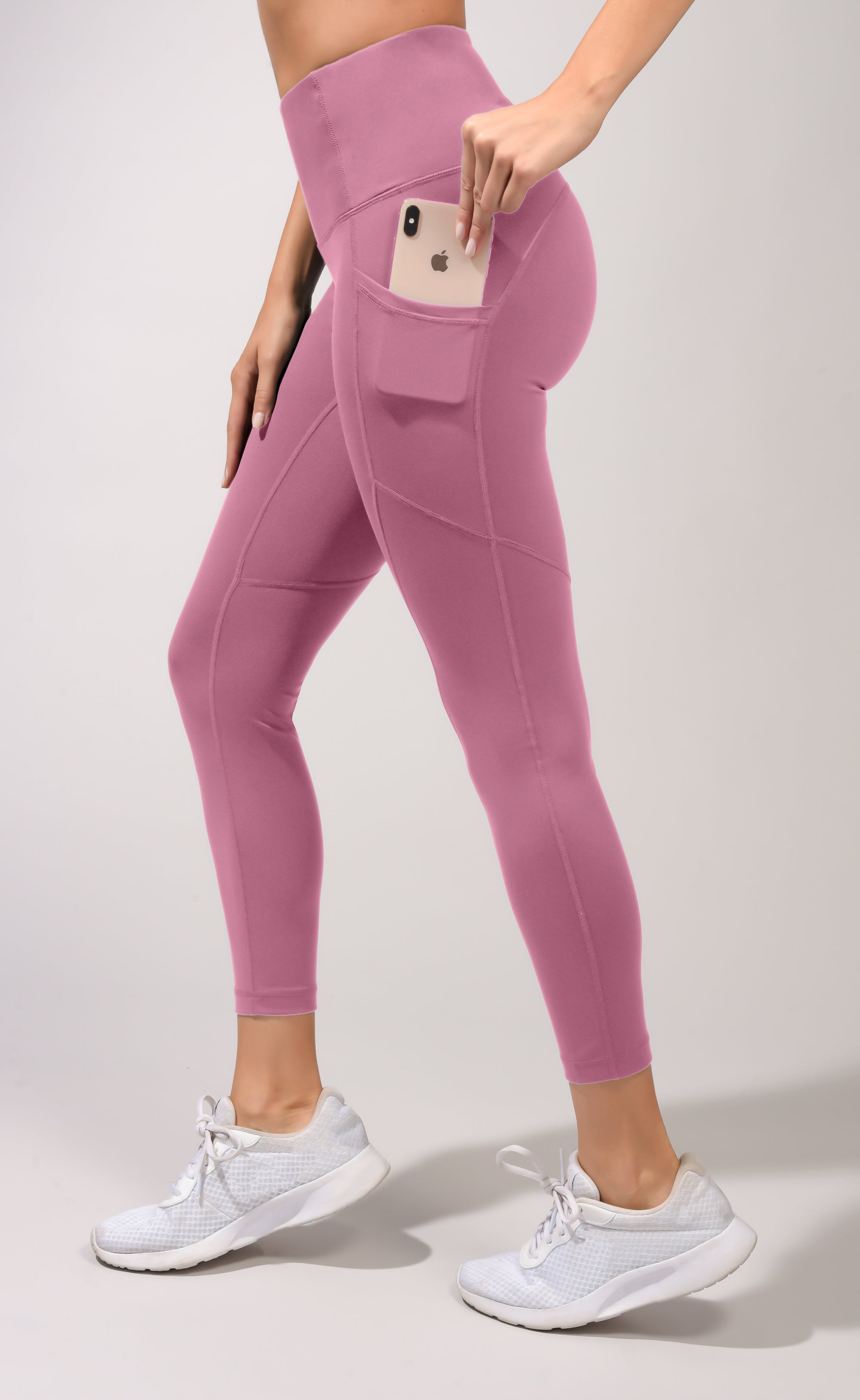 Yogalicious LUX Capri Leggings Women Small High Rise Stretch Pockets Pink  NWT