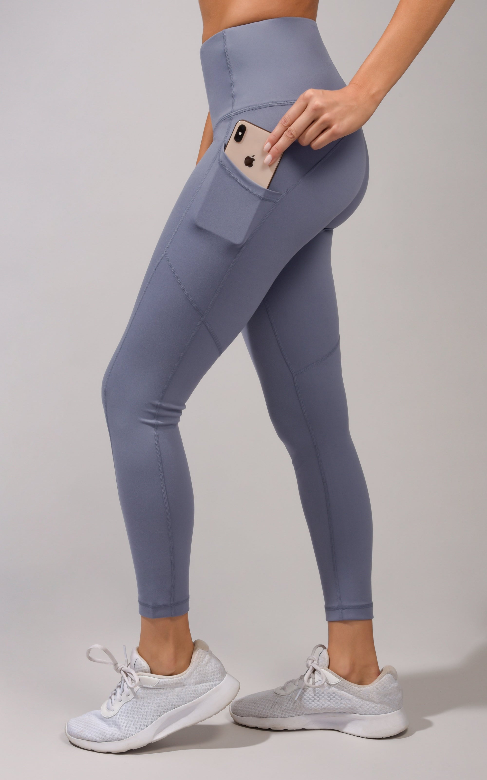 Yogalicious - Women's High Waist Side Pocket 7/8 Ankle Legging - Blue  Fusion - X Large : Target