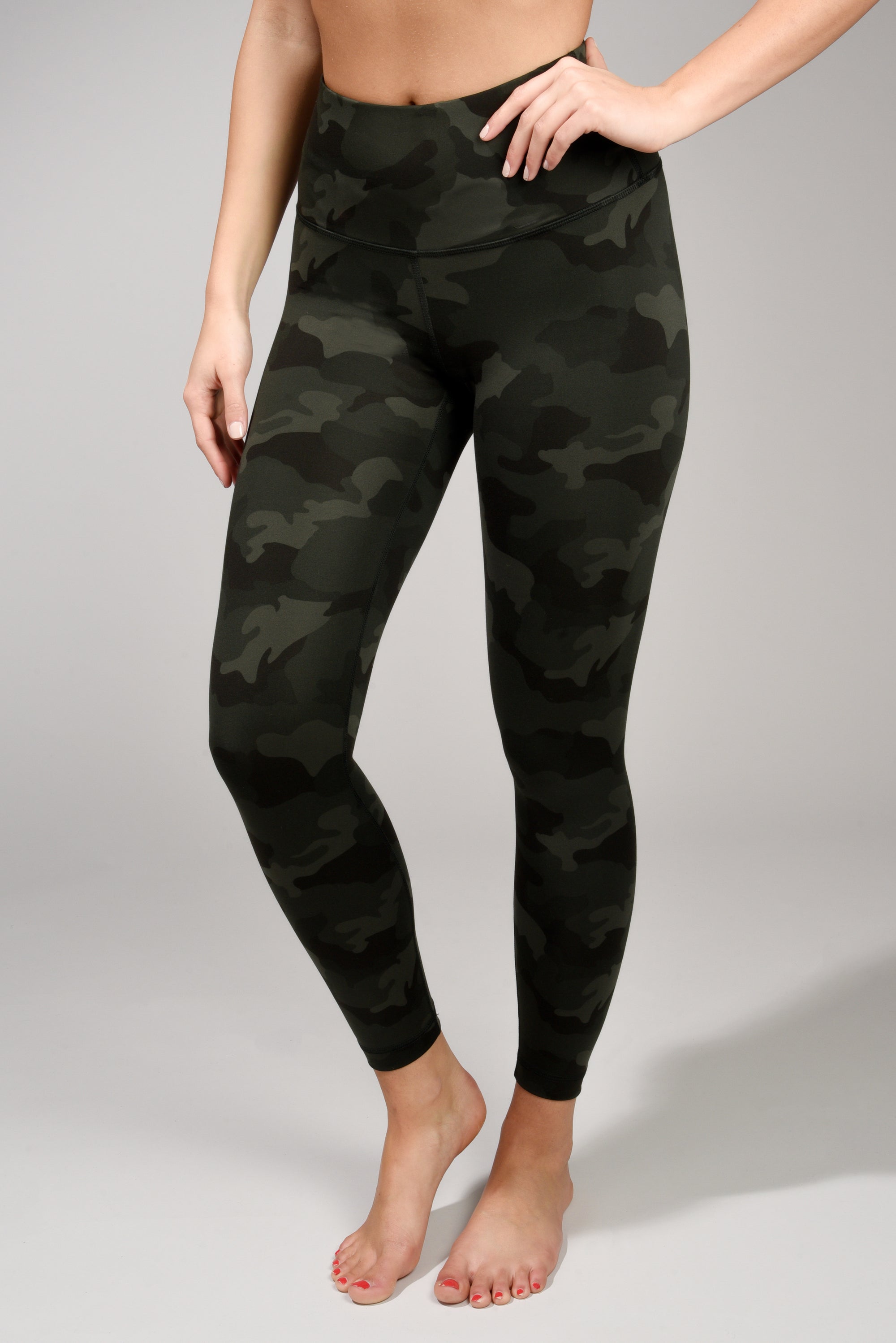 Yogalicious LUX High Waist Ankle Leggings Pants Camo Army Green
