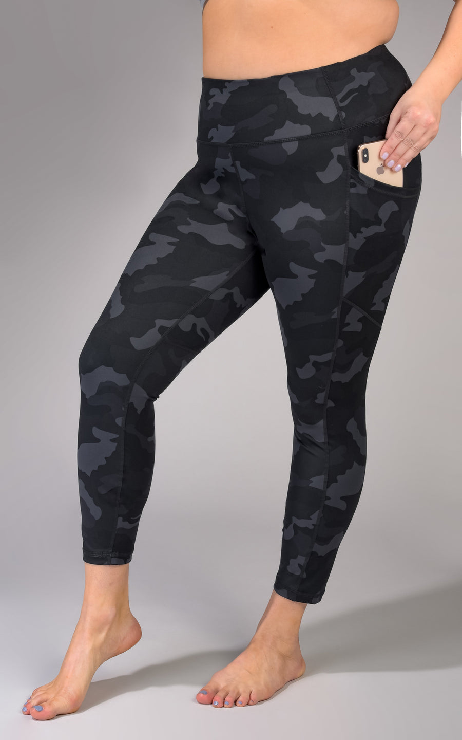 Yogalicious Lux Camo High Waisted Side Pocket Black Gray Leggings Size Small  - $15 - From Kelly