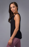 "Yogalicious" Sleeveless Tank Top With Curved Seam Front Detail